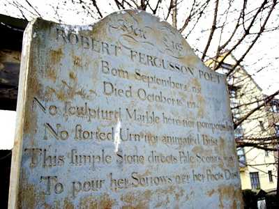 Robert Fergusson's gravestone at Canongate Kirkyard, Edinburgh